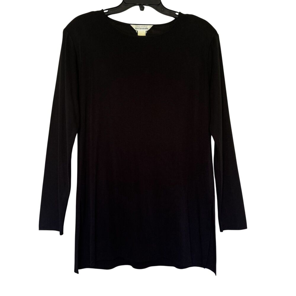 EXCLUSIVELY MISOOK women's size small S black stretch pullover tunic top shirt